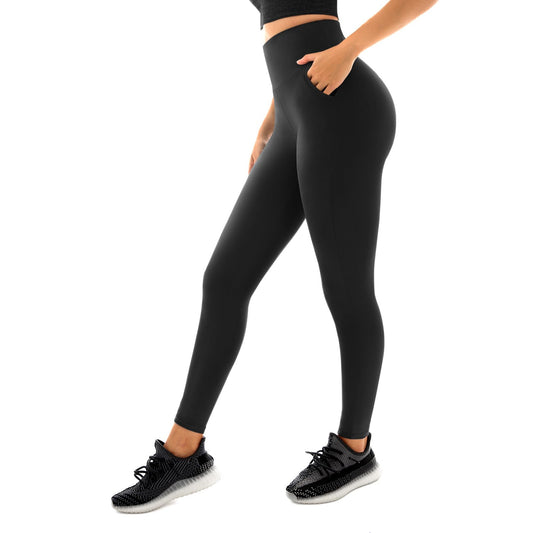 Stanpetix Leggings for Women, High Waist Gym Leggings with Pocket for Workout Running Exercise Black 1 Pack LXL